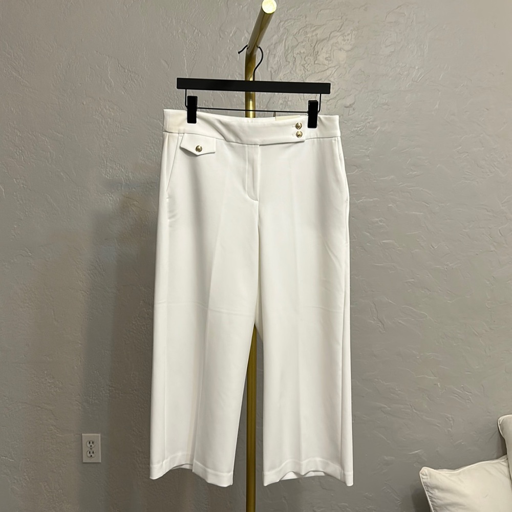 NWT Rachel Zoe Hi-Rise Wide Leg Crop Culottes  White 10